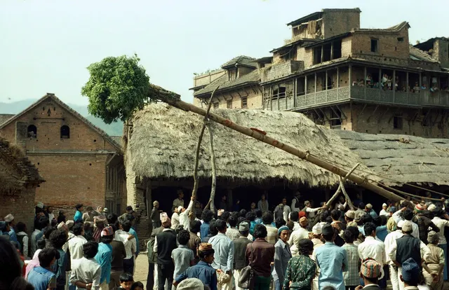 Dashain kites over Bhaktapur rooftops